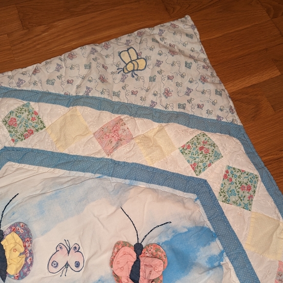Vintage Classic Pooh Winnie the Pooh butterfly Baby Crib Blanket Quilt Quilted - Picture 13 of 16
